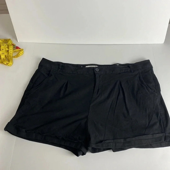 Black Linen summer capsule beach pull on outdoor vacation holiday shorts size 20 - Picture 4 of 16